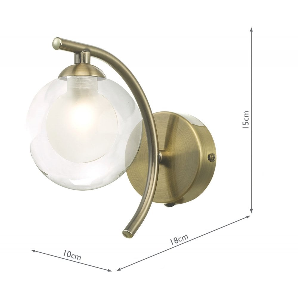 Nakita Wall Light In Antique Brass With Clear And Opal Glass NAK0775-04