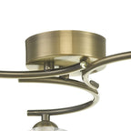 Nakita 3 Light Semi Flush Ceiling Light In Antique Brass With Clear And Opal Shades NAK5375-04