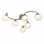 Nakita 6 Light Semi Flush Ceiling Light In Antique Brass With Clear And Opal Glass NAK6475-04