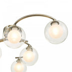 Nakita 6 Light Semi Flush Ceiling Light In Antique Brass With Clear And Opal Glass NAK6475-04