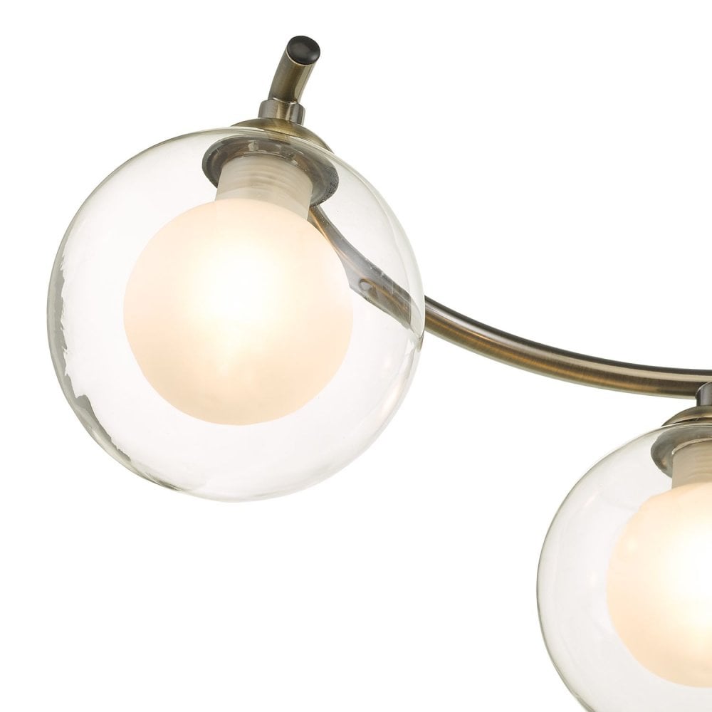 Nakita 6 Light Semi Flush Ceiling Light In Antique Brass With Clear And Opal Glass NAK6475-04