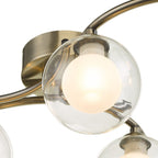 Nakita 6 Light Semi Flush Ceiling Light In Antique Brass With Clear And Opal Glass NAK6475-04