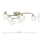 Nakita 6 Light Semi Flush Ceiling Light In Antique Brass With Clear And Opal Glass NAK6475-04