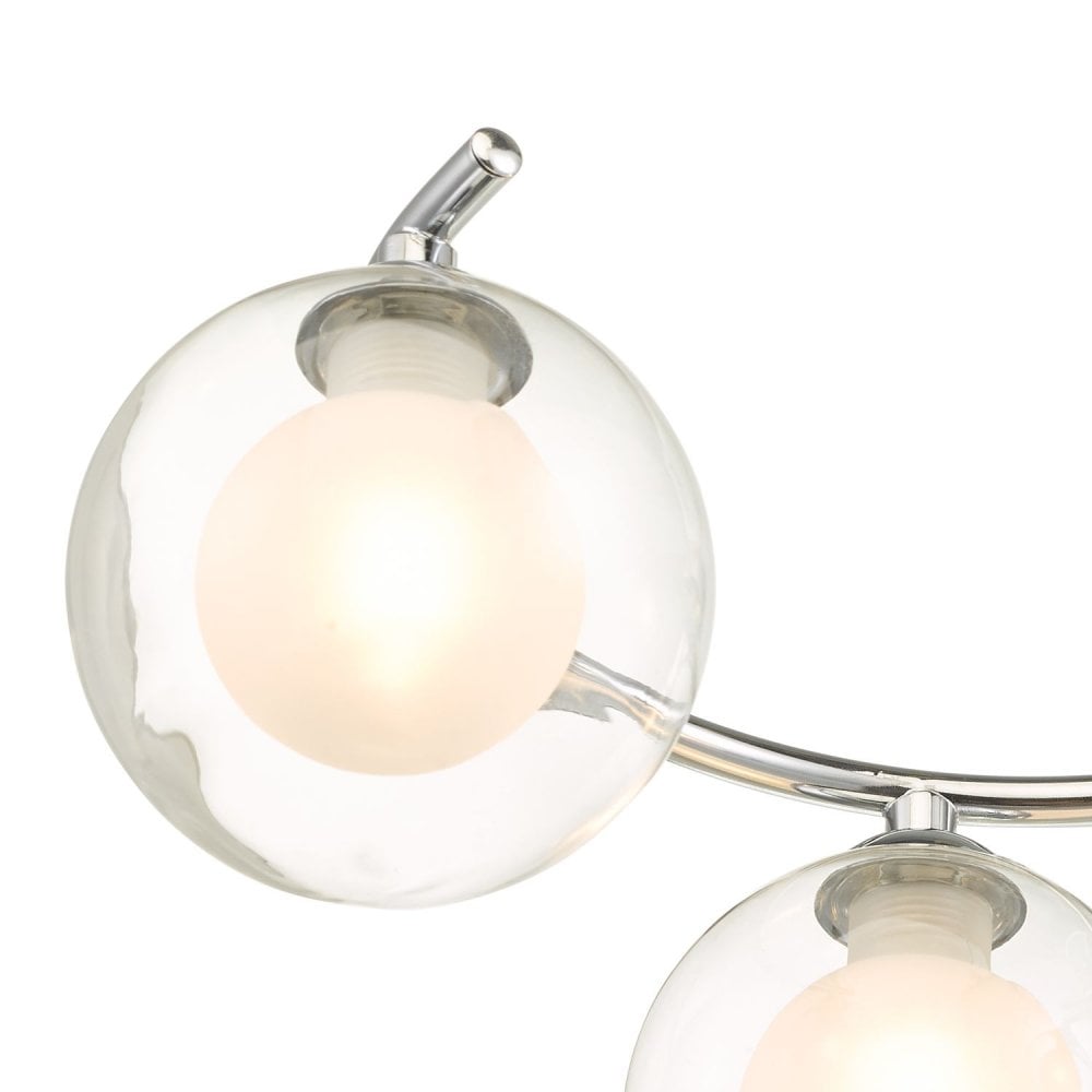 Nakita 6 Light Semi Flush Ceiling Light In Chrome With Clear And Opal Glass NAK6450-04