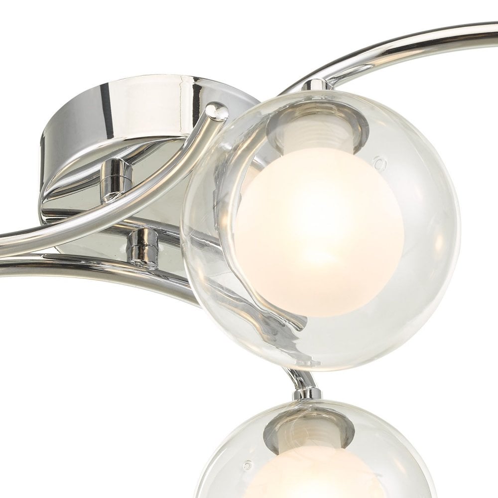 Nakita 6 Light Semi Flush Ceiling Light In Chrome With Clear And Opal Glass NAK6450-04
