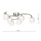 Nakita 6 Light Semi Flush Ceiling Light In Chrome With Clear And Opal Glass NAK6450-04