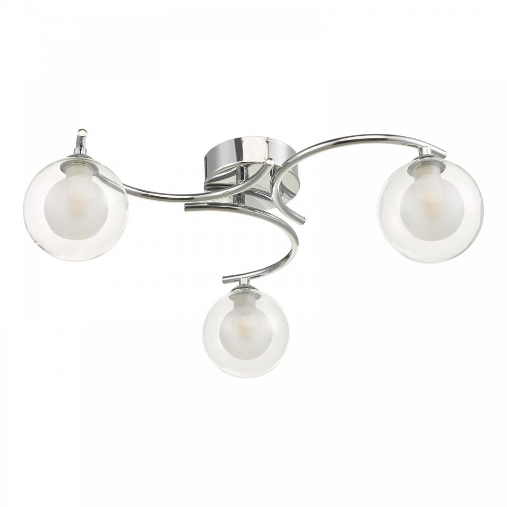 Nakita 3 Light Semi Flush Ceiling Light In Chrome With Clear And Opal Glass NAK5350-04