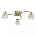 Nakita 3 Light Semi Flush Ceiling Light In Antique Brass Finish With Dimpled Glass NAK5375-06