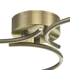 Nakita 3 Light Semi Flush Ceiling Light In Antique Brass Finish With Dimpled Glass NAK5375-06