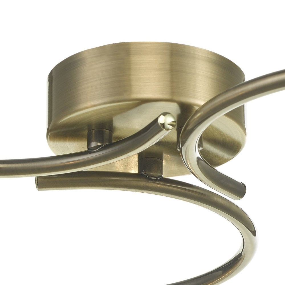 Nakita 3 Light Semi Flush Ceiling Light In Antique Brass Finish With Dimpled Glass NAK5375-06