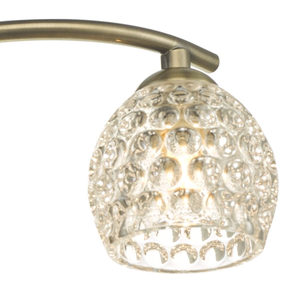 Nakita 3 Light Semi Flush Ceiling Light In Antique Brass Finish With Dimpled Glass NAK5375-06