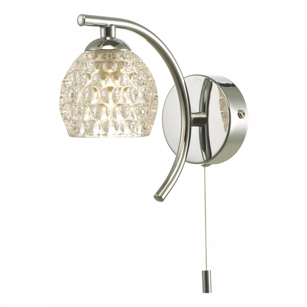 Nakita Wall Light In Polished Chrome With Dimpled Glass NAK0750-06
