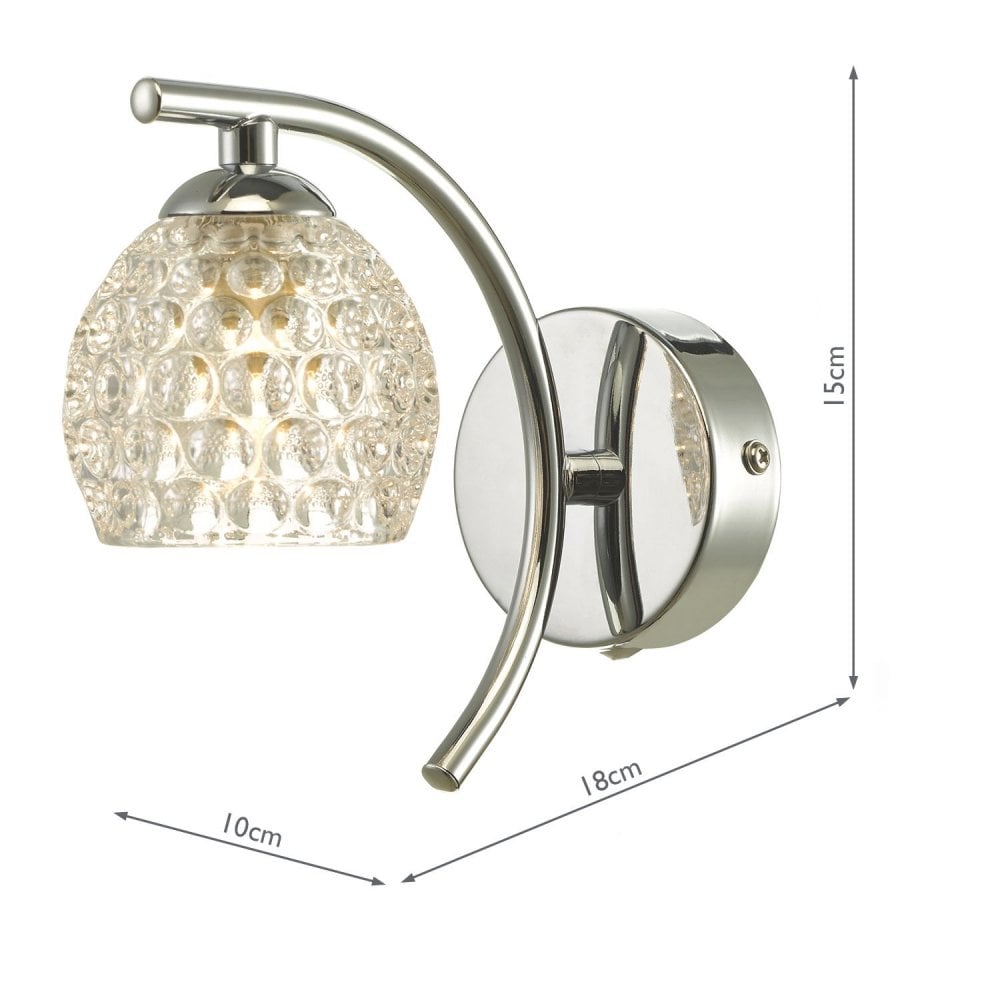Nakita Wall Light In Polished Chrome With Dimpled Glass NAK0750-06