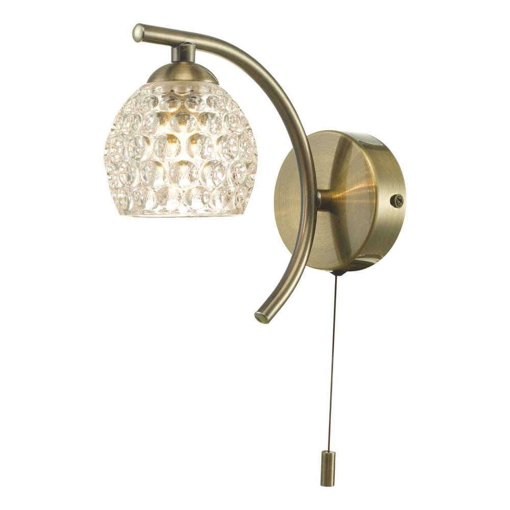 Nakita Wall Light In Antique Brass With Dimpled Glass NAK0775-06