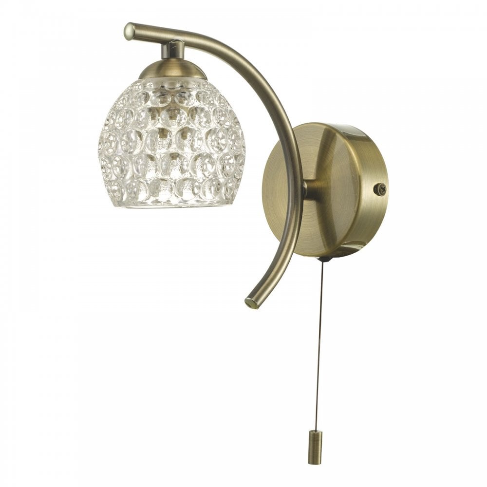Nakita Wall Light In Antique Brass With Dimpled Glass NAK0775-06
