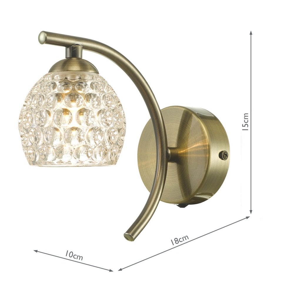 Nakita Wall Light In Antique Brass With Dimpled Glass NAK0775-06
