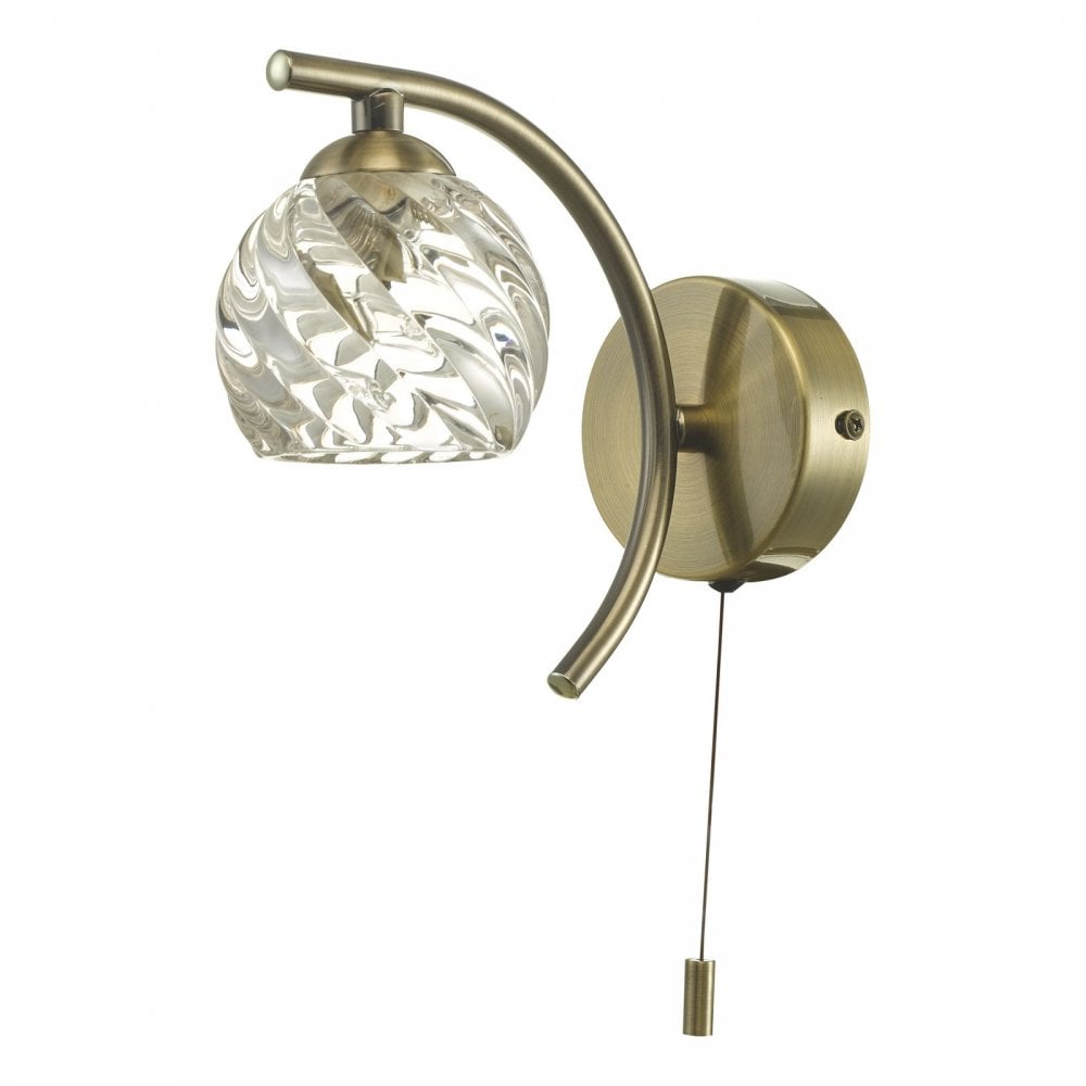 Nakita Wall Light In Antique Brass With Twisted Open Glass NAK0775-05