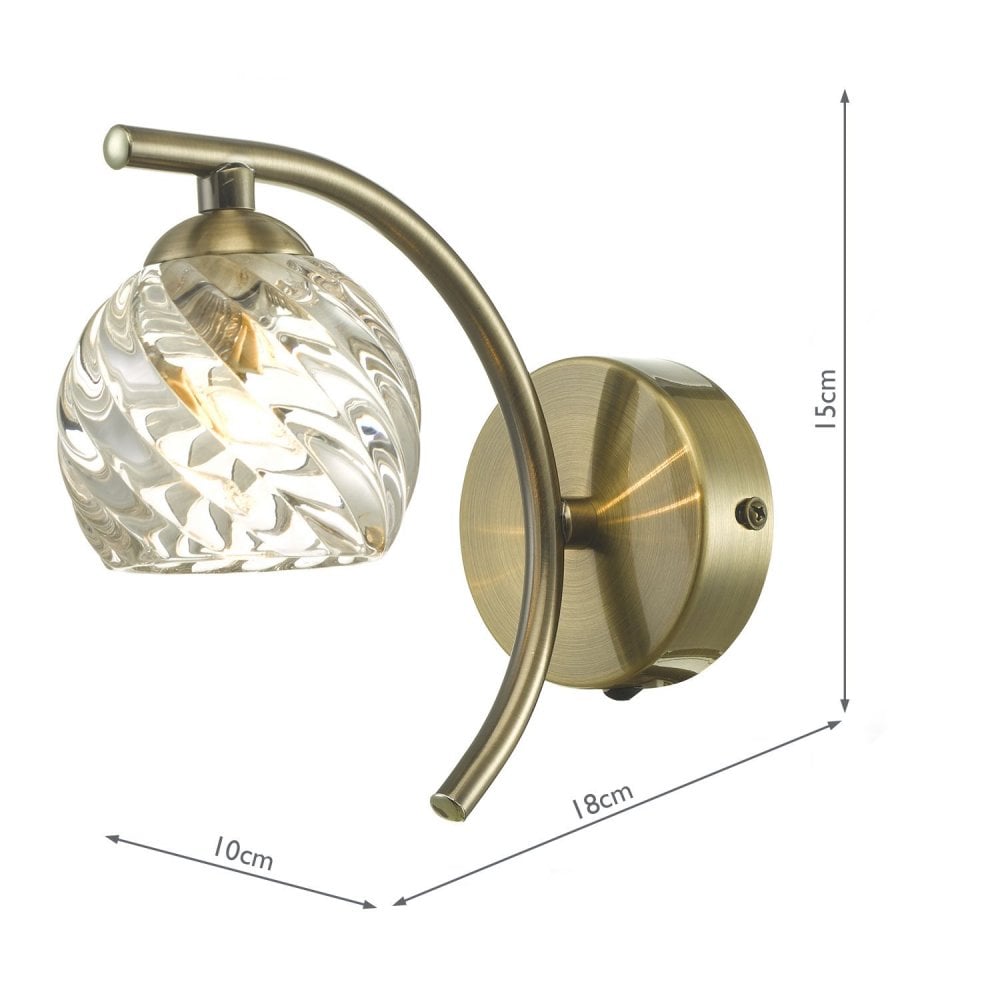 Nakita Wall Light In Antique Brass With Twisted Open Glass NAK0775-05