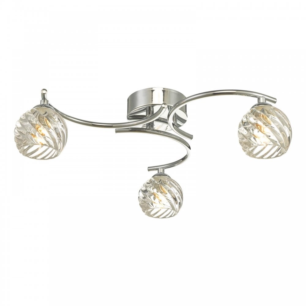 Nakita 3 Light Semi Flush Ceiling Light In Chrome With Twisted Open Glass NAK5350-05