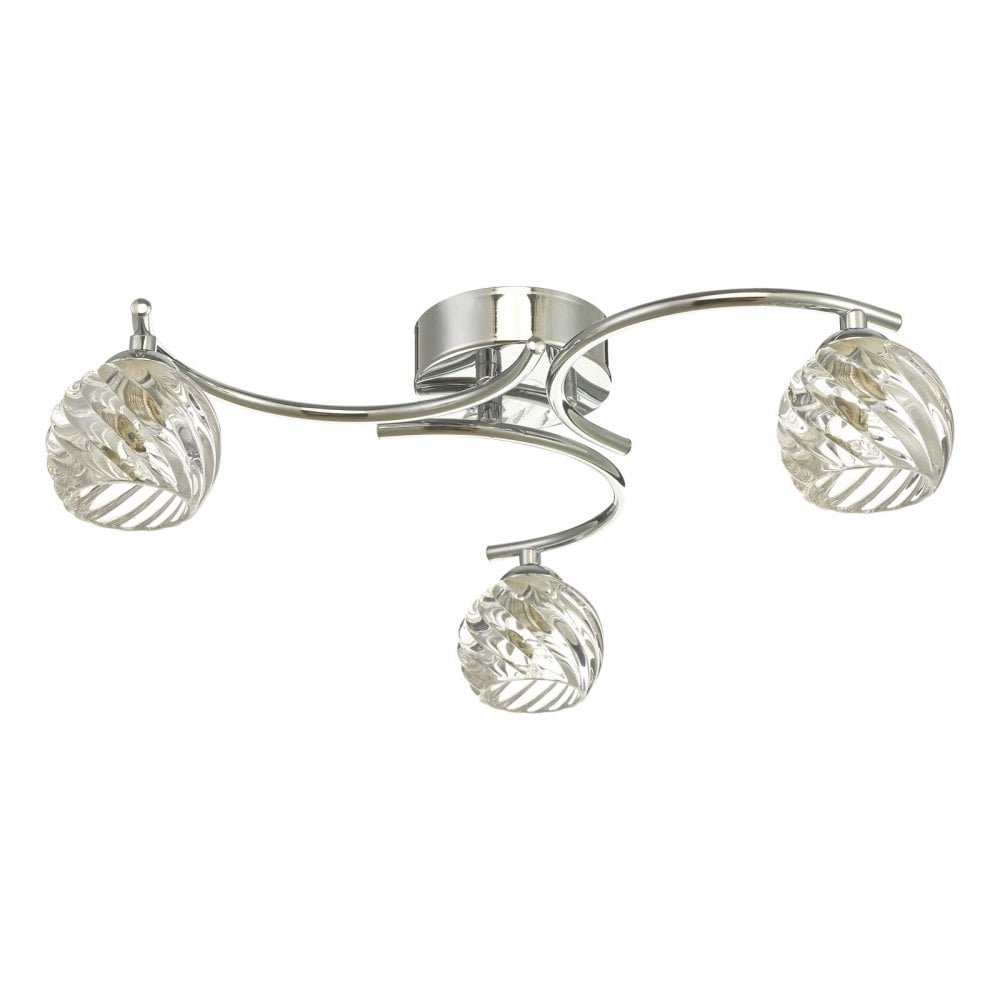 Nakita 3 Light Semi Flush Ceiling Light In Chrome With Twisted Open Glass NAK5350-05