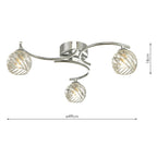 Nakita 3 Light Semi Flush Ceiling Light In Chrome With Twisted Open Glass NAK5350-05