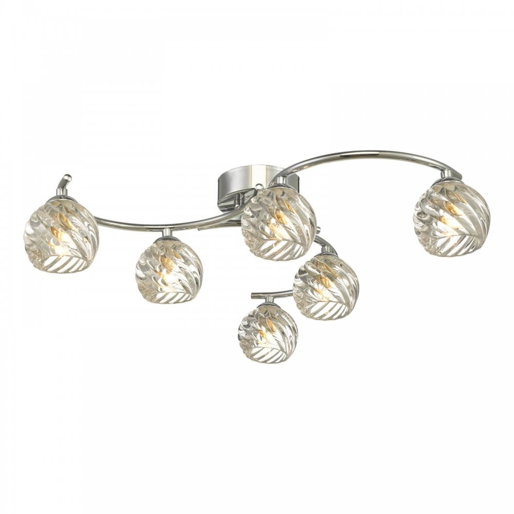 Nakita 6 Light Semi Flush Ceiling Light In Chrome With Twisted Open Glass NAK6450-05