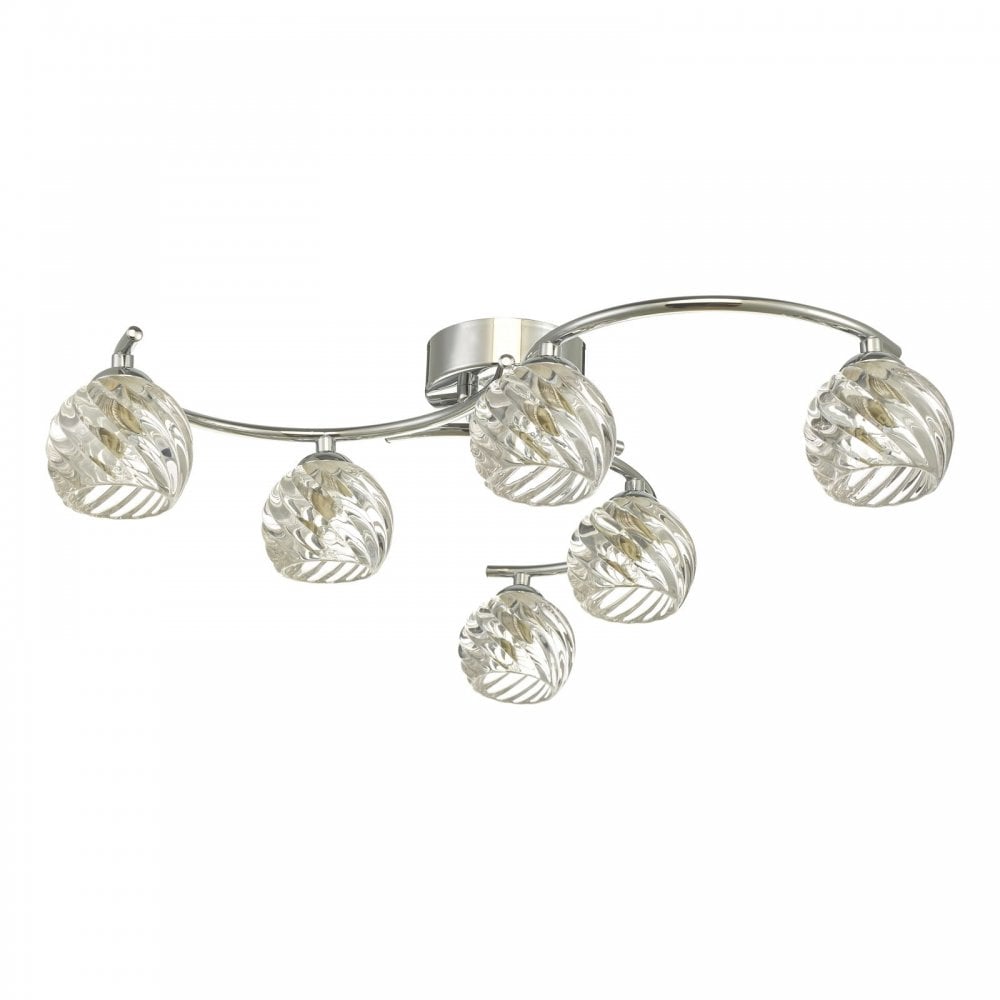 Nakita 6 Light Semi Flush Ceiling Light In Chrome With Twisted Open Glass NAK6450-05