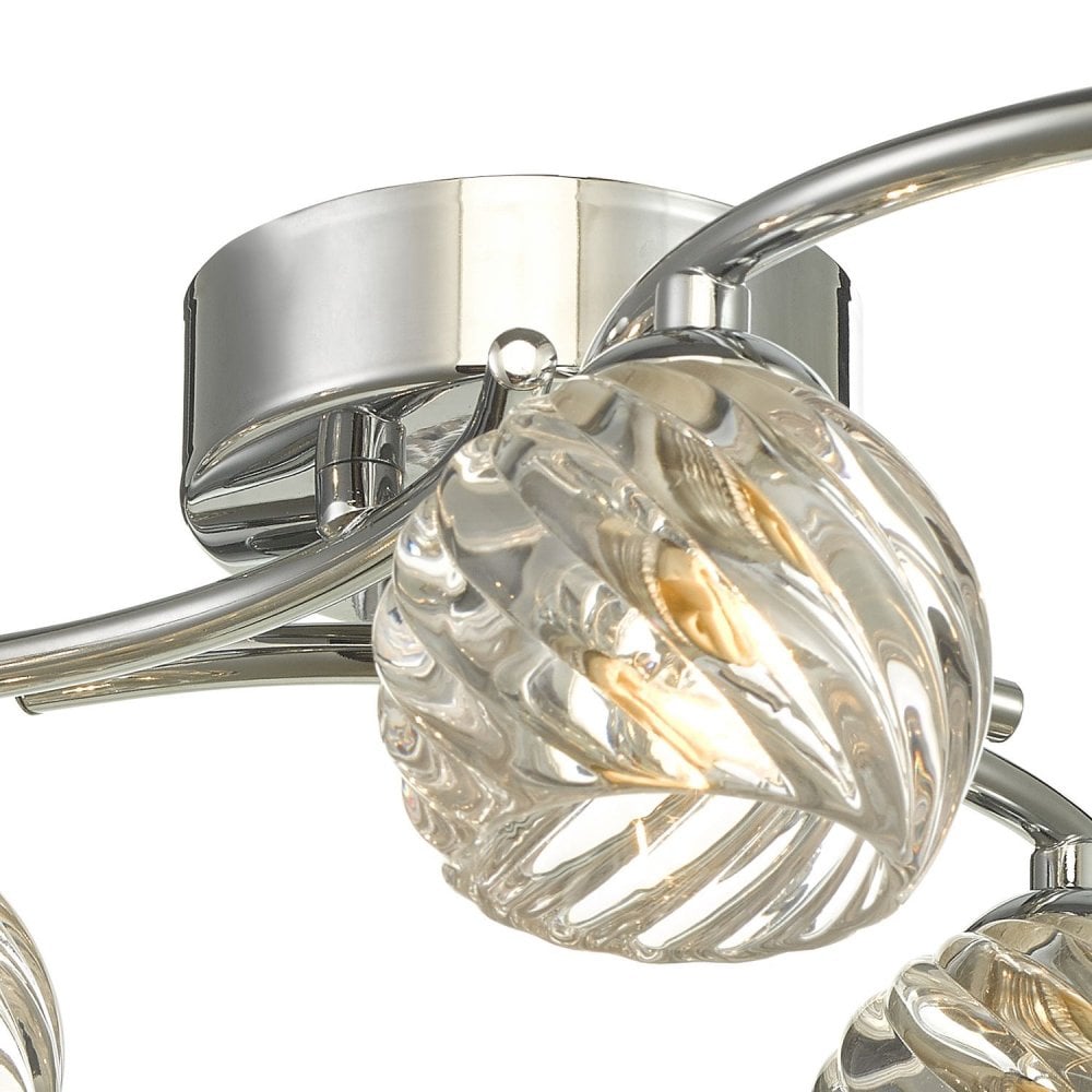 Nakita 6 Light Semi Flush Ceiling Light In Chrome With Twisted Open Glass NAK6450-05