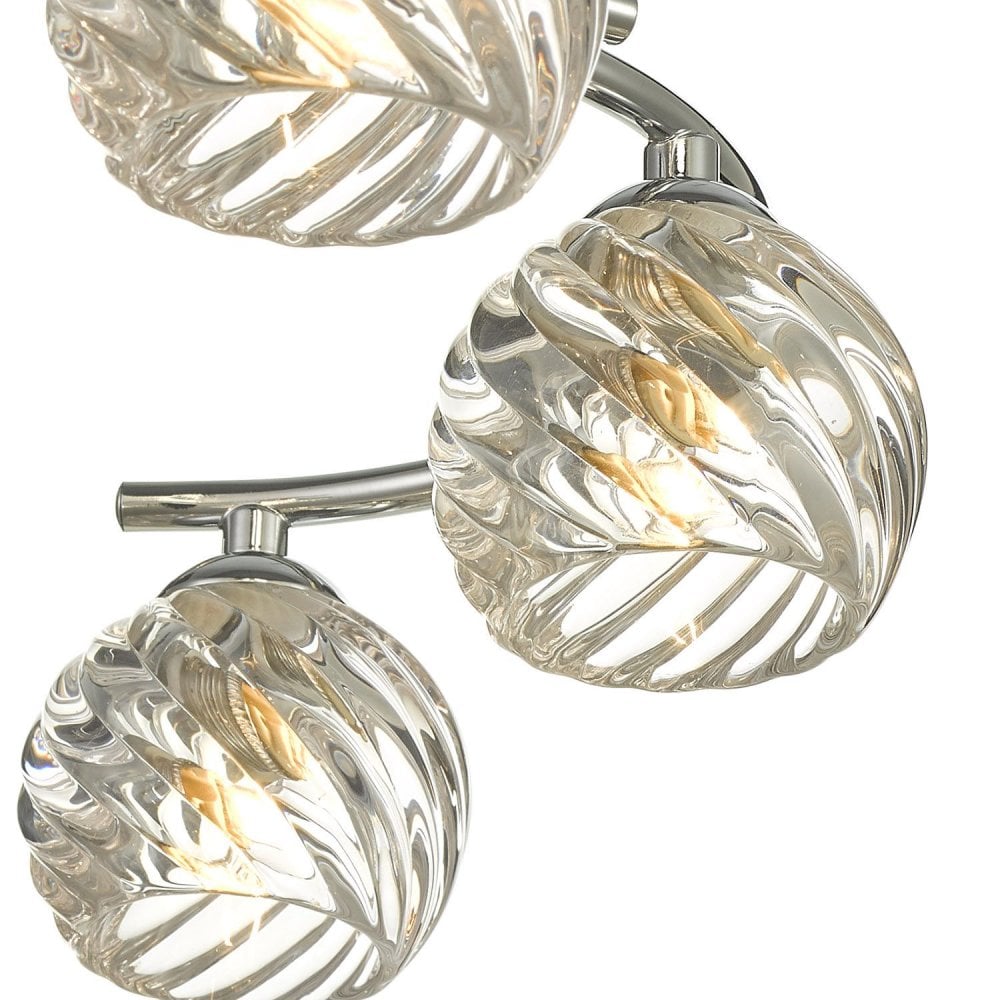 Nakita 6 Light Semi Flush Ceiling Light In Chrome With Twisted Open Glass NAK6450-05