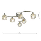 Nakita 6 Light Semi Flush Ceiling Light In Chrome With Twisted Open Glass NAK6450-05