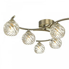 Nakita 6 Light Semi Flush Ceiling Light In Antique Brass With Twisted Open Glass NAK6475-05