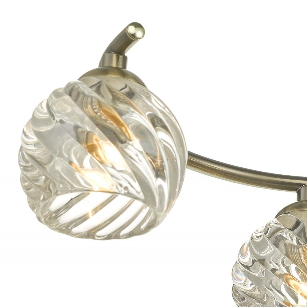 Nakita 6 Light Semi Flush Ceiling Light In Antique Brass With Twisted Open Glass NAK6475-05