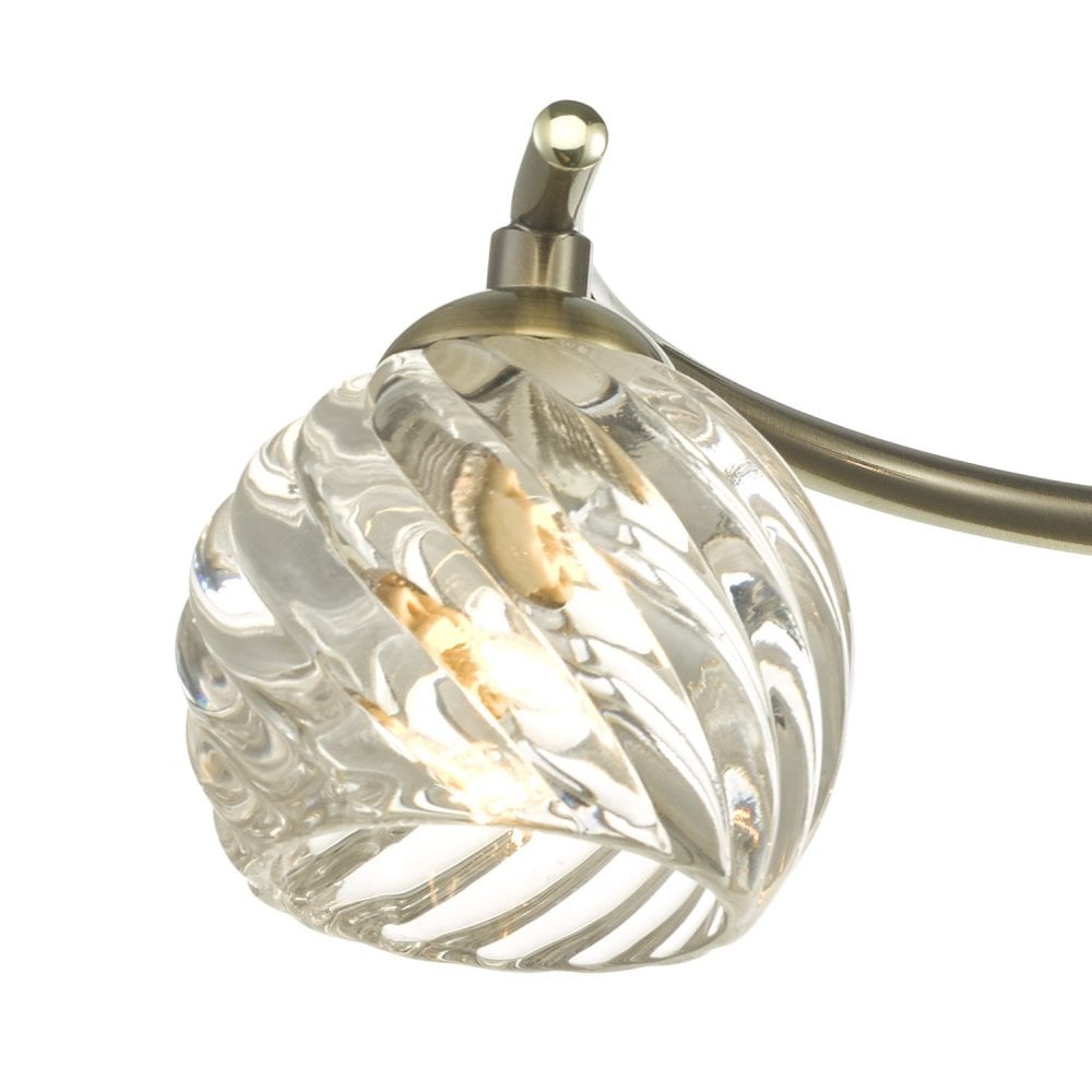Nakita 3 Light Semi Flush Ceiling Light In Antique Brass With Twisted Open Glass NAK5375-05