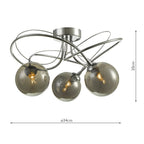 Onawa 3 Light Semi Flush Ceiling Light In Polished Chrome With Smoked Glass ONA5350-01