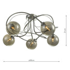 Onawa 5 Light Semi Flush Ceiling Light In Polished Chrome With Smoked Glass ONA5450-01