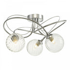 Onawa 3 Light Semi Flush Ceiling Light In Polished Chrome With Twisted Closed Glass ONA5350-03