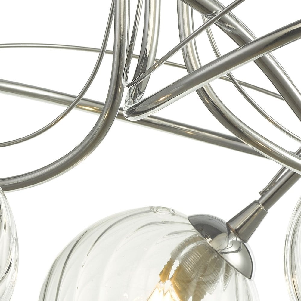 Onawa 3 Light Semi Flush Ceiling Light In Polished Chrome With Twisted Closed Glass ONA5350-03