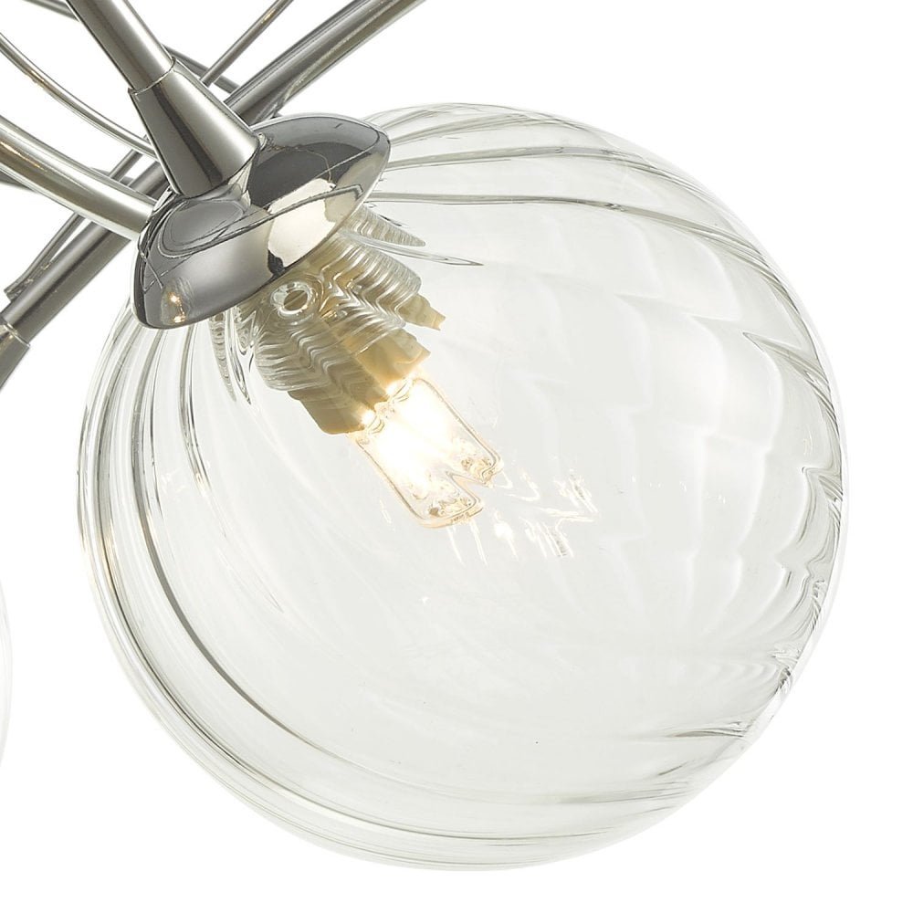Onawa 3 Light Semi Flush Ceiling Light In Polished Chrome With Twisted Closed Glass ONA5350-03