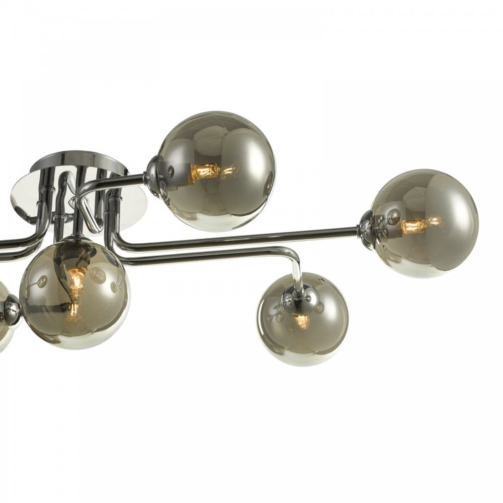 Reyna 7 Light Semi Flush Ceiling Light In Polished Chrome With Smoked Glass REY3450-01