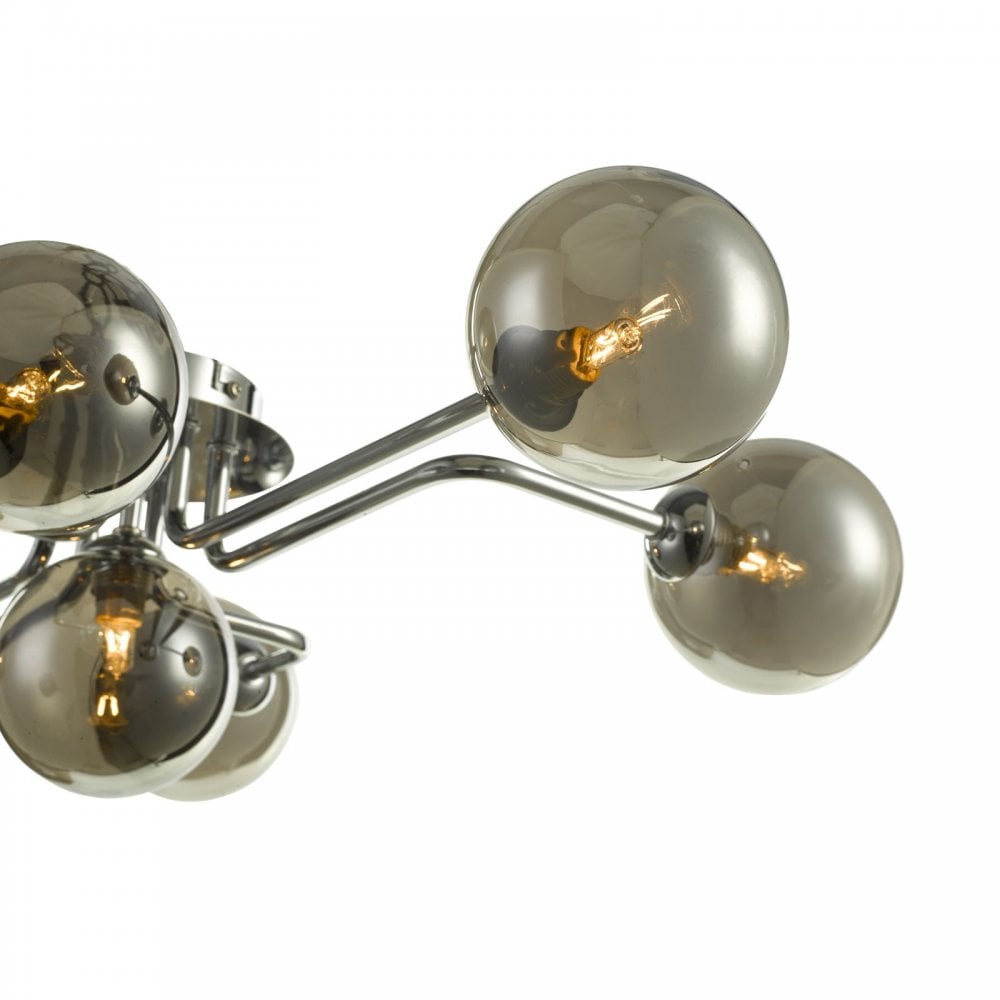 Reyna 7 Light Semi Flush Ceiling Light In Polished Chrome With Smoked Glass REY3450-01