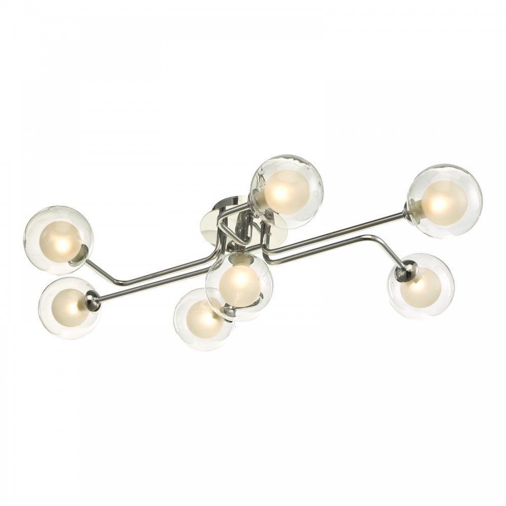 Reyna 7 Light Semi Flush Ceiling Light In Chrome With Double Glass Shades REY3450-04