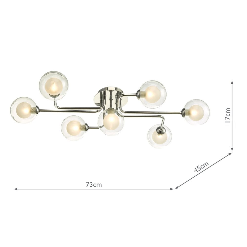 Reyna 7 Light Semi Flush Ceiling Light In Chrome With Double Glass Shades REY3450-04
