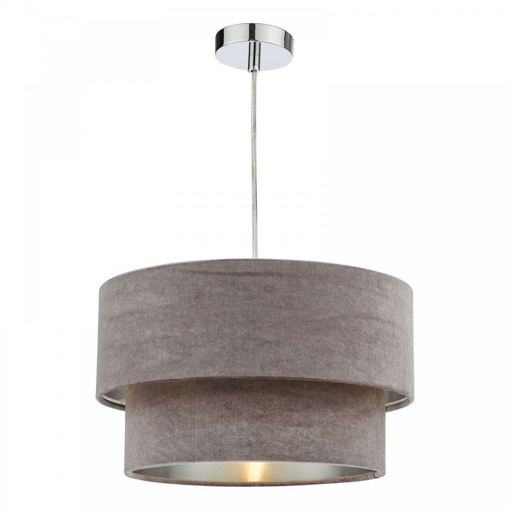 Suvan Easy Fit Tired Velvet Shade In Mink Finish With Silver Lining SUV8637