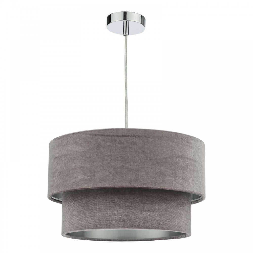 Suvan Easy Fit Tired Velvet Shade In Mink Finish With Silver Lining SUV8637