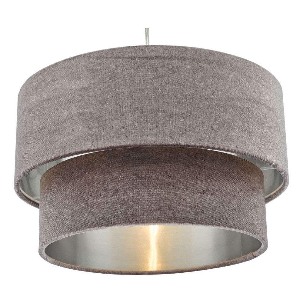 Suvan Easy Fit Tired Velvet Shade In Mink Finish With Silver Lining SUV8637