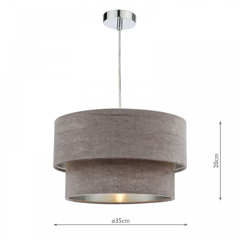 Suvan Easy Fit Tired Velvet Shade In Mink Finish With Silver Lining SUV8637