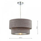 Suvan Easy Fit Tired Velvet Shade In Mink Finish With Silver Lining SUV8637