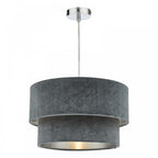 Suvan Easy Fit Tired Velvet Shade In Dark Grey Finish With Silver Lining SUV8661