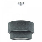 Suvan Easy Fit Tired Velvet Shade In Dark Grey Finish With Silver Lining SUV8661