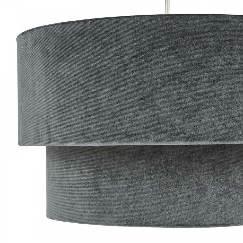 Suvan Easy Fit Tired Velvet Shade In Dark Grey Finish With Silver Lining SUV8661